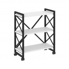 Loft Стеллаж на колесных опорах-3 полки VR.L-MST.K-3.8 Белый Бриллиант/Металл Черный 800*400*968