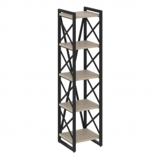 Loft Стеллаж на рег. опорах-5 полок VR.L-MST.O-5.4 Дуб Аттик/Металл Черный 400*400*1650