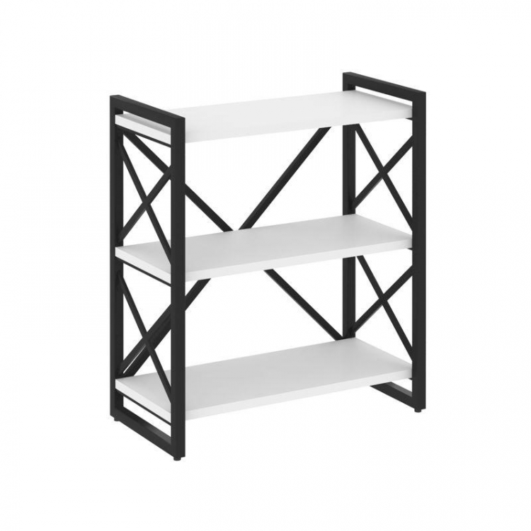 Loft Стеллаж на рег. опорах-3 полки VR.L-MST.O-3.8 Белый Бриллиант/Металл Черный 800*400*910