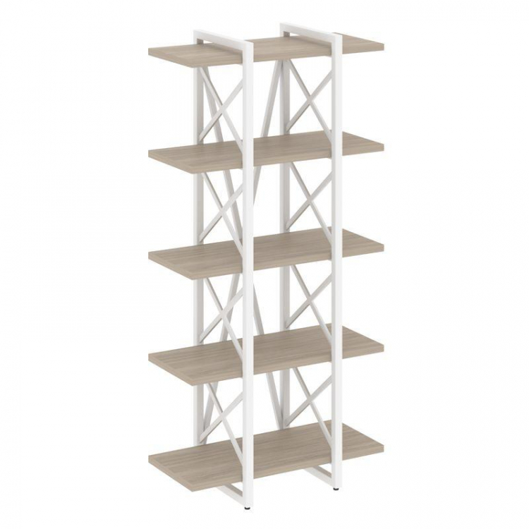 Loft Стеллаж на рег. опорах-5 полок VR.L-MST.O-5.4V Дуб Аттик/Металл Белый 800*400*1650