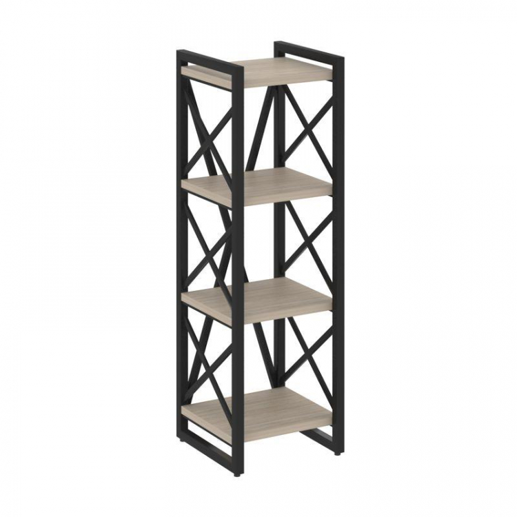 Loft Стеллаж на рег. опорах-4 полки VR.L-MST.O-4.4 Дуб Аттик/Металл Черный 400*400*1280