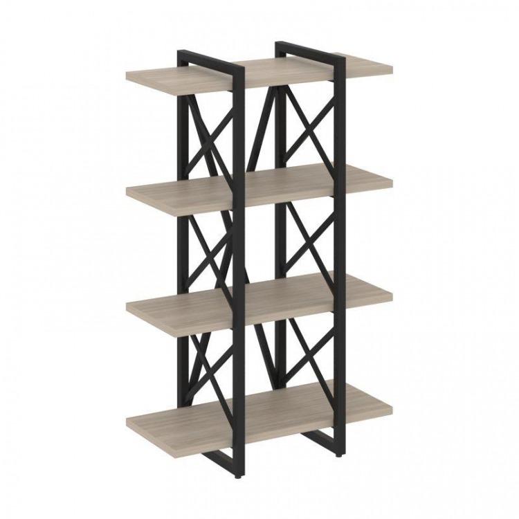 Loft Стеллаж на рег. опорах-4 полки VR.L-MST.O-4.4V Дуб Аттик/Металл Черный 800*400*1280