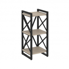 Loft Стеллаж на рег. опорах-3 полки VR.L-MST.O-3.4 Дуб Аттик/Металл Черный 400*400*910