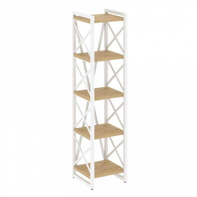 Loft Стеллаж на рег. опорах-5 полок VR.L-MST.O-5.4 Тиквуд Светлый/Металл Белый 400*400*1650