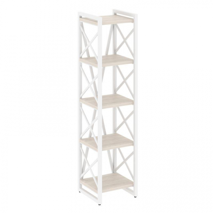 Loft Стеллаж на рег. опорах-5 полок VR.L-MST.O-5.4 Денвер Светлый/Металл Белый 400*400*1650