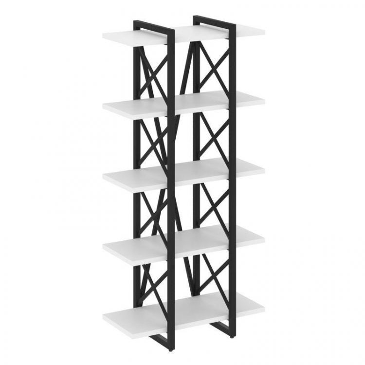Loft Стеллаж на рег. опорах-5 полок VR.L-MST.O-5.4V Белый Бриллиант/Металл Черный 800*400*1650