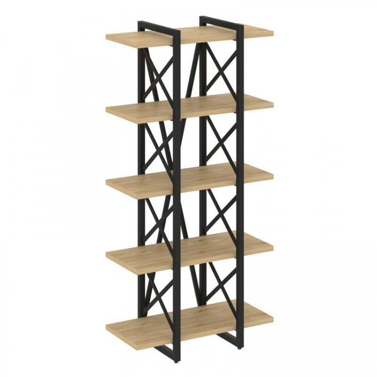 Loft Стеллаж на рег. опорах-5 полок VR.L-MST.O-5.4V Тиквуд Светлый/Металл Черный 800*400*1650