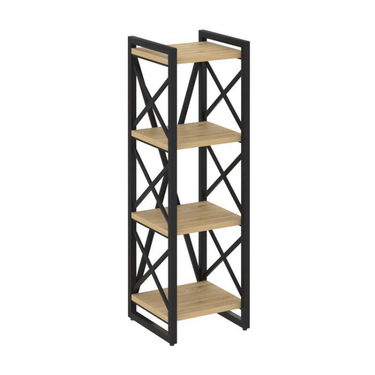 Loft Стеллаж на рег. опорах-4 полки VR.L-MST.O-4.4 Тиквуд Светлый/Металл Черный 400*400*1280