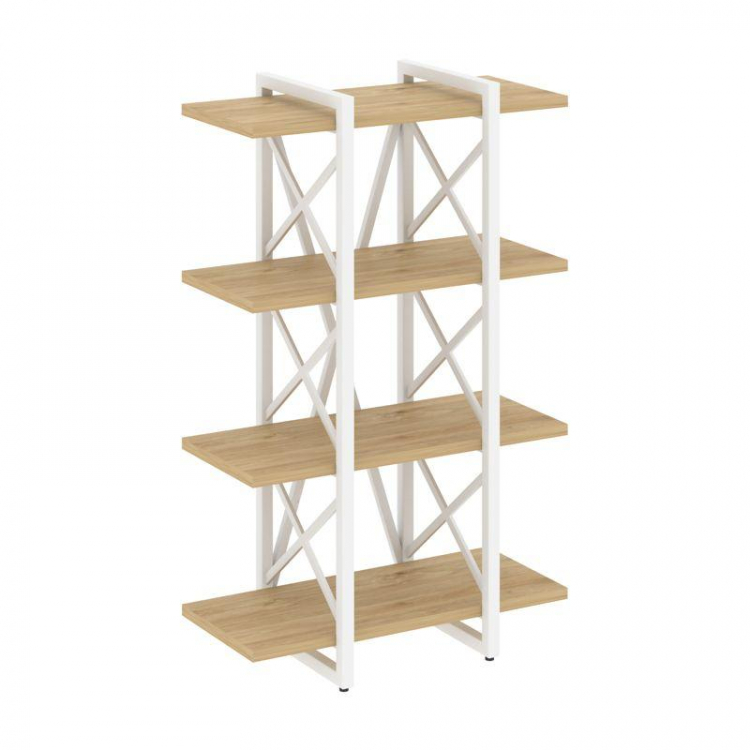 Loft Стеллаж на рег. опорах-4 полки VR.L-MST.O-4.4V Тиквуд Светлый/Металл Белый 800*400*1280