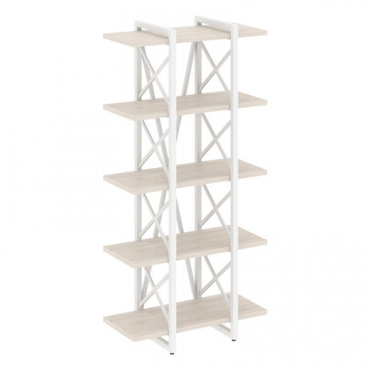 Loft Стеллаж на рег. опорах-5 полок VR.L-MST.O-5.4V Денвер Светлый/Металл Белый 800*400*1650