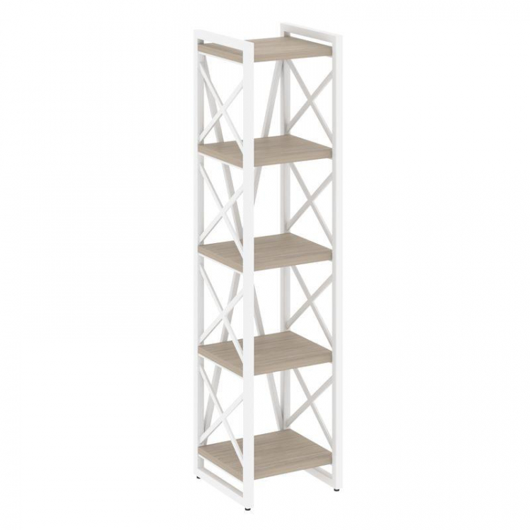 Loft Стеллаж на рег. опорах-5 полок VR.L-MST.O-5.4 Дуб Аттик/Металл Белый 400*400*1650