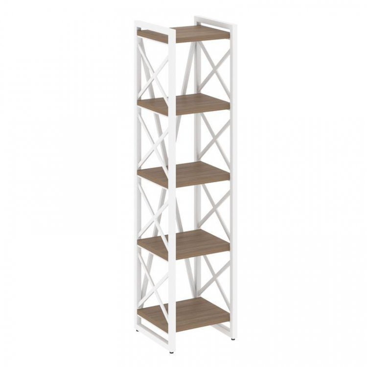 Loft Стеллаж на рег. опорах-5 полок VR.L-MST.O-5.4 Дуб Аризона/Металл Белый 400*400*1650