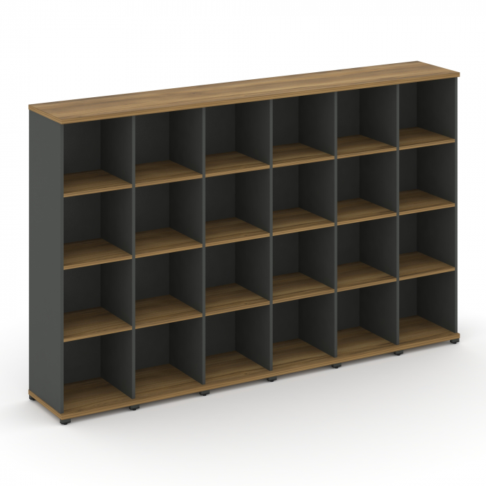 Concept Стеллаж 6 узких секций, 4 ниши CN.STU-460 Сандал Янтарный/Антрацит/Металл Антрацит 2500*420*