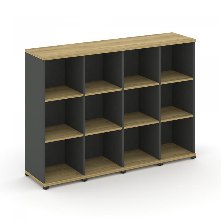 Concept Стеллаж 4 узкие секции, 3 ниши CN.STU-340 Дуб Винченцо/Антрацит/Металл Антрацит 1668*420*118