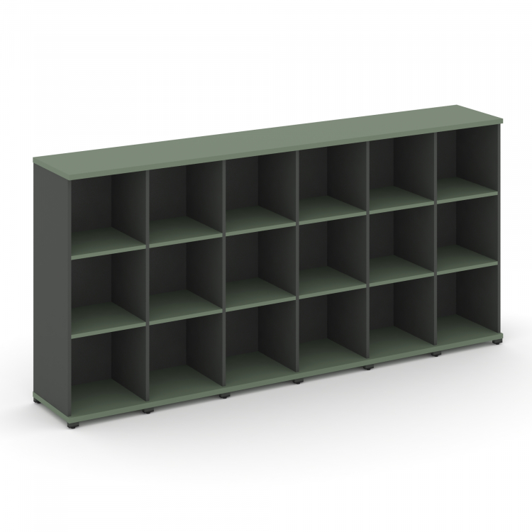 Concept Стеллаж 6 узких секций, 3 ниши CN.STU-360 Кобо/Антрацит/Металл Антрацит 2500*420*1186