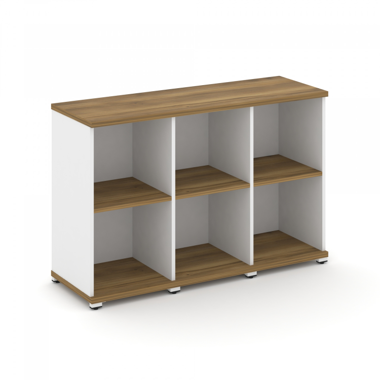 Concept Стеллаж 3 узкие секции, 2 ниши CN.STU-230 Сандал Янтарный/Белый Бриллиант/Металл Белый 1252*