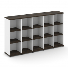 Concept Стеллаж 5 узких секций, 3 ниши CN.STU-350 Дуб Мали/Белый Бриллиант/Металл Черный 2084*420*11