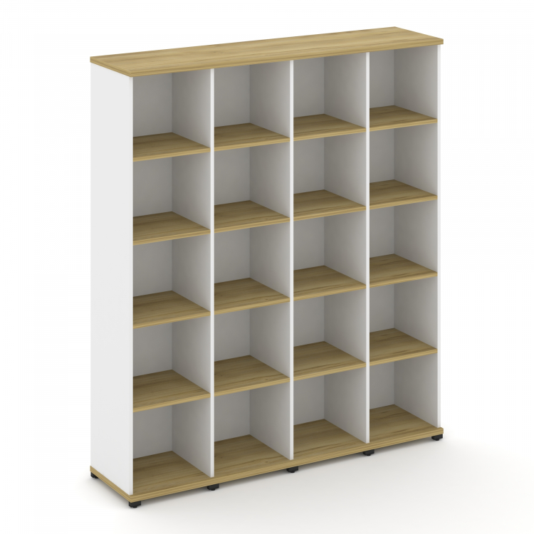 Concept Стеллаж 4 узкие секции, 5 ниш CN.STU-540 Дуб Винченцо/Белый Бриллиант/Металл Черный 1668*420