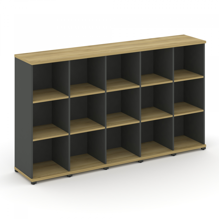 Concept Стеллаж 5 узких секций, 3 ниши CN.STU-350 Дуб Винченцо/Антрацит/Металл Антрацит 2084*420*118