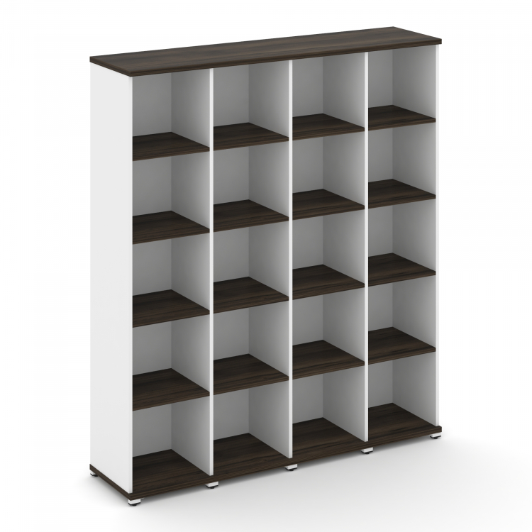 Concept Стеллаж 4 узкие секции, 5 ниш CN.STU-540 Дуб Мали/Белый Бриллиант/Металл Белый 1668*420*1922