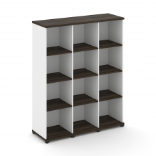 Concept Стеллаж 3 узкие секции, 4 ниши CN.STU-430 Дуб Мали/Белый Бриллиант/Металл Черный 1252*420*15