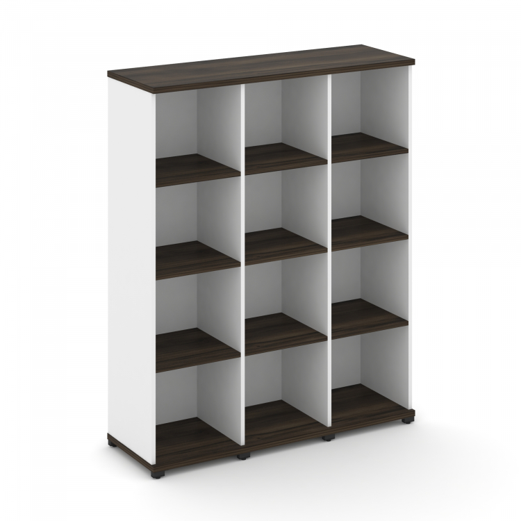 Concept Стеллаж 3 узкие секции, 4 ниши CN.STU-430 Дуб Мали/Белый Бриллиант/Металл Черный 1252*420*15