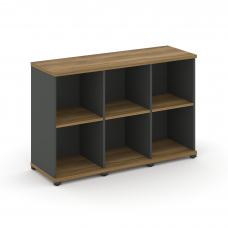 Concept Стеллаж 3 узкие секции, 2 ниши CN.STU-230 Сандал Янтарный/Антрацит/Металл Антрацит 1252*420*
