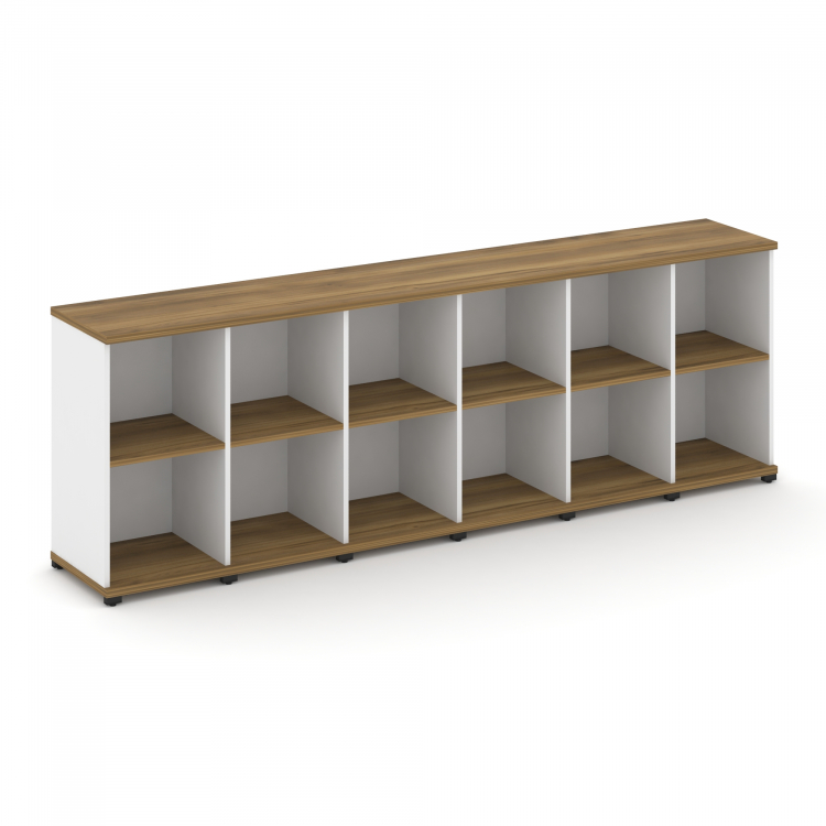 Concept Стеллаж 6 узких секций, 2 ниши CN.STU-260 Сандал Янтарный/Белый Бриллиант/Металл Черный 2500