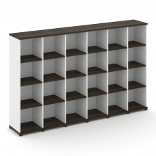 Concept Стеллаж 6 узких секций, 4 ниши CN.STU-460 Дуб Мали/Белый Бриллиант/Металл Черный 2500*420*15