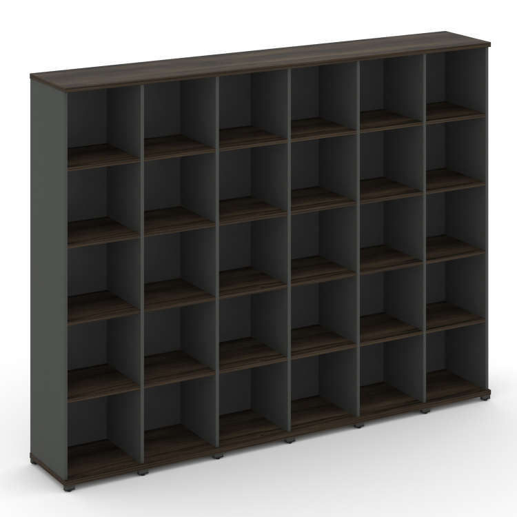 Concept Стеллаж 6 узких секций, 5 ниш CN.STU-560 Дуб Мали/Антрацит/Металл Антрацит 2500*420*1922