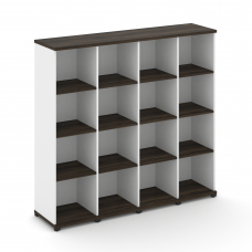 Concept Стеллаж 4 узкие секции, 4 ниши CN.STU-440 Дуб Мали/Белый Бриллиант/Металл Черный 1668*420*15