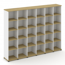 Concept Стеллаж 6 узких секций, 5 ниш CN.STU-560 Дуб Винченцо/Белый Бриллиант/Металл Черный 2500*420