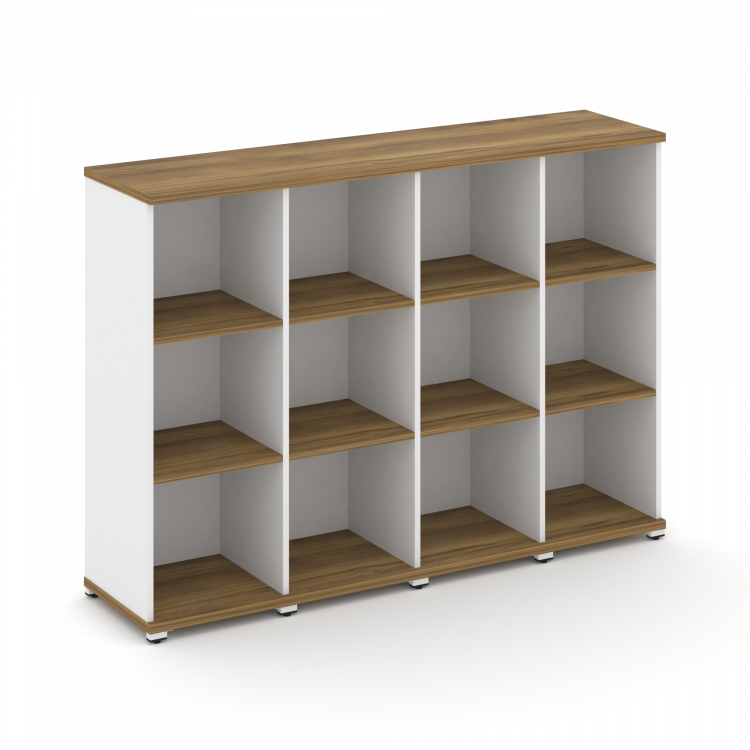 Concept Стеллаж 4 узкие секции, 3 ниши CN.STU-340 Сандал Янтарный/Белый Бриллиант/Металл Белый 1668*