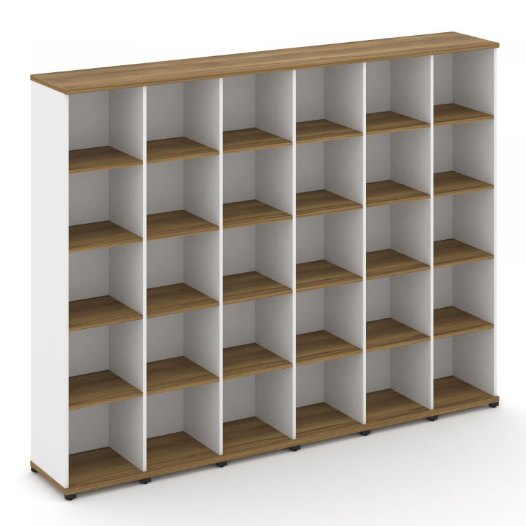 Concept Стеллаж 6 узких секций, 5 ниш CN.STU-560 Сандал Янтарный/Белый Бриллиант/Металл Черный 2500*