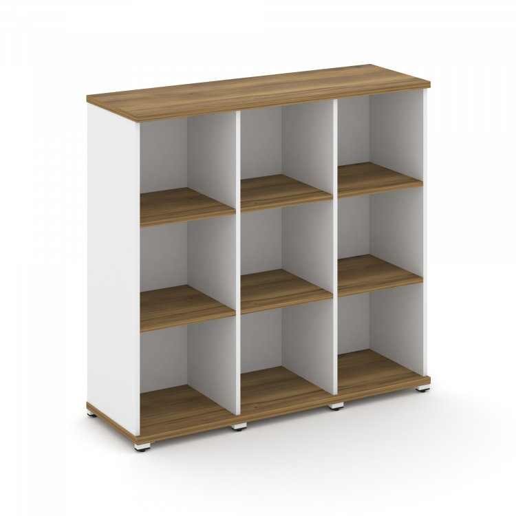 Concept Стеллаж 3 узкие секции, 3 ниши CN.STU-330 Сандал Янтарный/Белый Бриллиант/Металл Белый 1252*