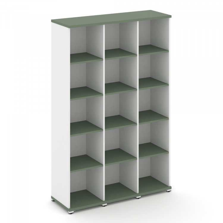 Concept Стеллаж 3 узкие секции, 5 ниш CN.STU-530 Кобо/Белый Бриллиант/Металл Белый 1252*420*1922