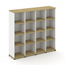 Concept Стеллаж 4 узкие секции, 4 ниши CN.STU-440 Дуб Винченцо/Белый Бриллиант/Металл Черный 1668*42