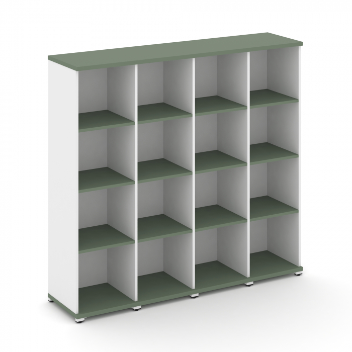 Concept Стеллаж 4 узкие секции, 4 ниши CN.STU-440 Кобо/Белый Бриллиант/Металл Белый 1668*420*1554