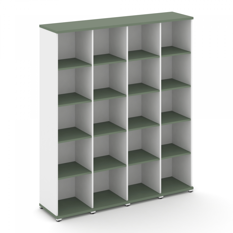 Concept Стеллаж 4 узкие секции, 5 ниш CN.STU-540 Кобо/Белый Бриллиант/Металл Белый 1668*420*1922