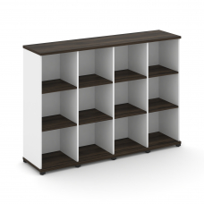 Concept Стеллаж 4 узкие секции, 3 ниши CN.STU-340 Дуб Мали/Белый Бриллиант/Металл Черный 1668*420*11