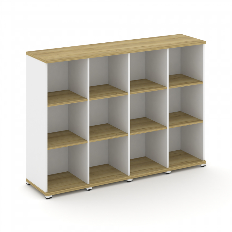 Concept Стеллаж 4 узкие секции, 3 ниши CN.STU-340 Дуб Винченцо/Белый Бриллиант/Металл Белый 1668*420