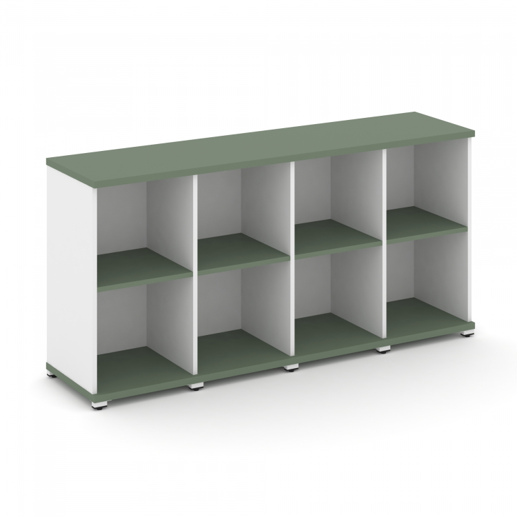 Concept Стеллаж 4 узкие секции, 2 ниши CN.STU-240 Кобо/Белый Бриллиант/Металл Белый 1668*420*818