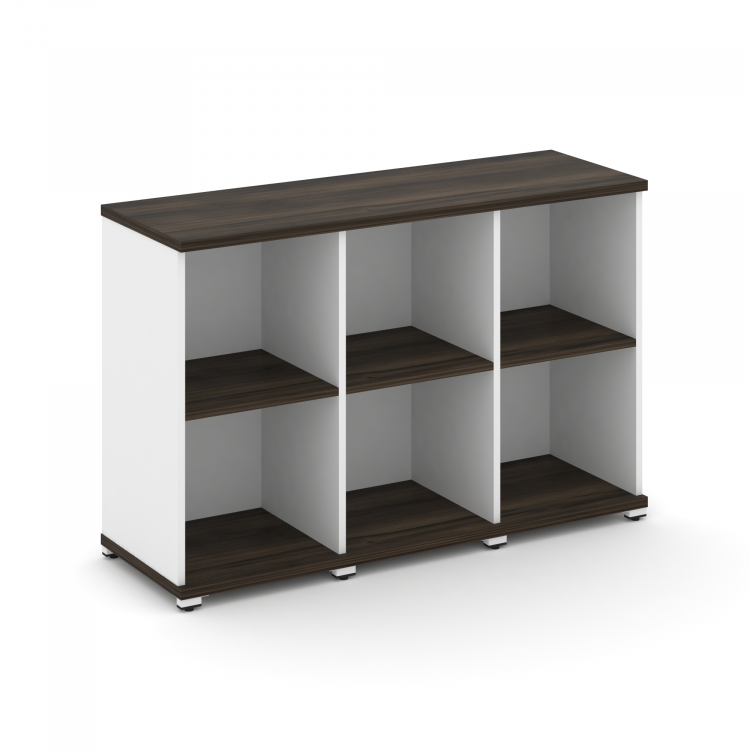 Concept Стеллаж 3 узкие секции, 2 ниши CN.STU-230 Дуб Мали/Белый Бриллиант/Металл Белый 1252*420*818