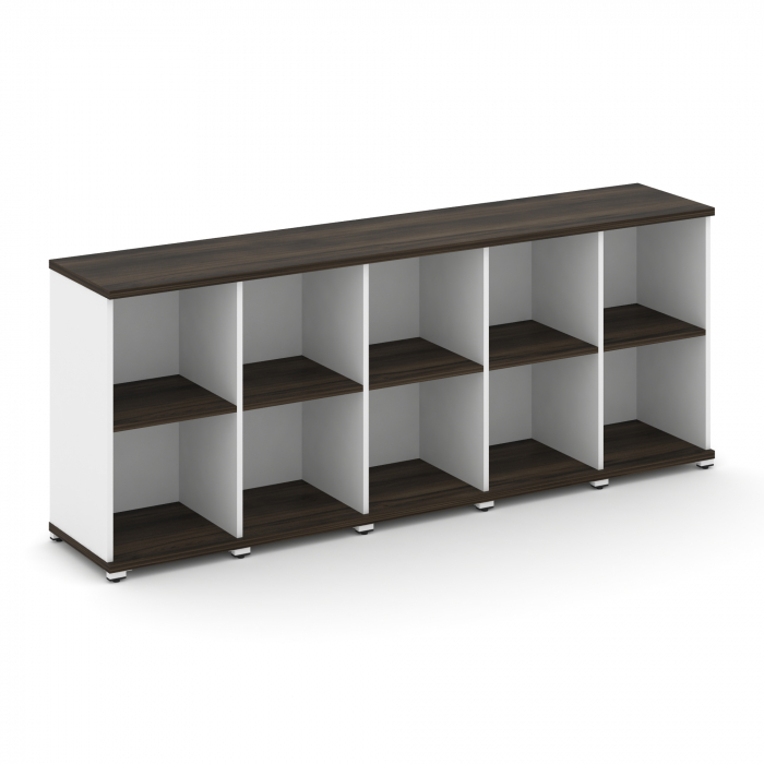 Concept Стеллаж 5 узких секций, 2 ниши CN.STU-250 Дуб Мали/Белый Бриллиант/Металл Белый 2084*420*818