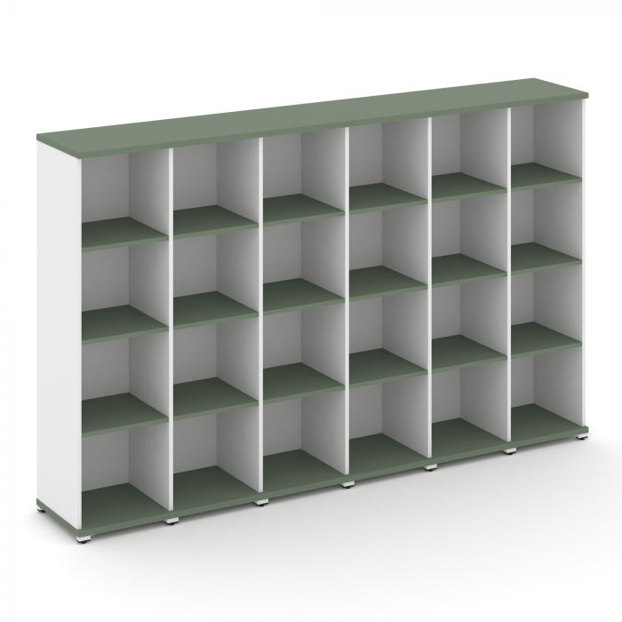 Concept Стеллаж 6 узких секций, 4 ниши CN.STU-460 Кобо/Белый Бриллиант/Металл Белый 2500*420*1554