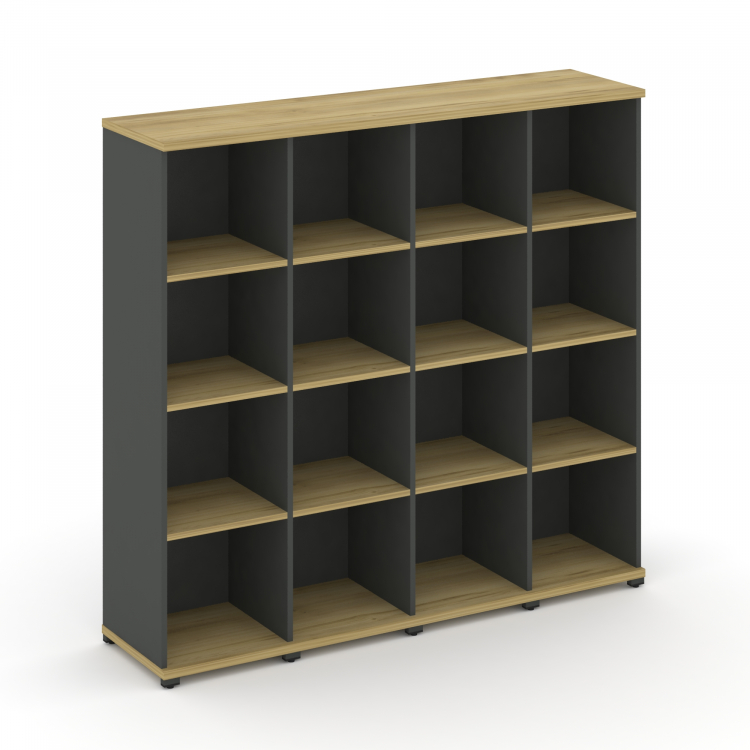 Concept Стеллаж 4 узкие секции, 4 ниши CN.STU-440 Дуб Винченцо/Антрацит/Металл Антрацит 1668*420*155