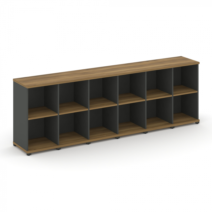 Концепт Стеллаж 6 узких секций, 2 ниши CN.STU-260 Сандал Янтарный/Антрацит/Металл Антрацит 2500*420*