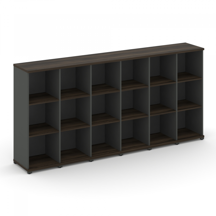 Concept Стеллаж 6 узких секций, 3 ниши CN.STU-360 Дуб Мали/Антрацит/Металл Антрацит 2500*420*1186