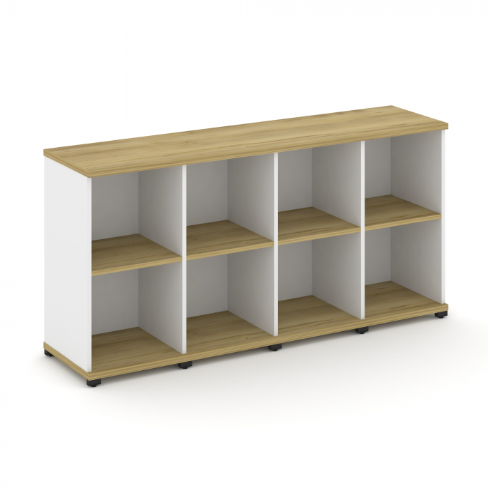 Concept Стеллаж 4 узкие секции, 2 ниши CN.STU-240 Дуб Винченцо/Белый Бриллиант/Металл Черный 1668*42