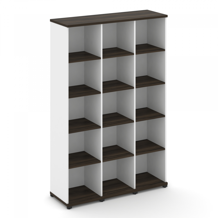 Concept Стеллаж 3 узкие секции, 5 ниш CN.STU-530 Дуб Мали/Белый Бриллиант/Металл Черный 1252*420*192